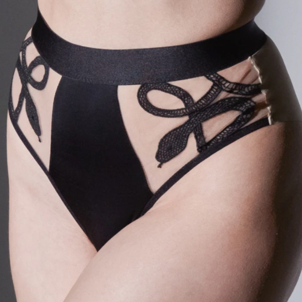 Thistle and Spire  Medusa High Waisted Bikini Adjustable Size Large Nude Black